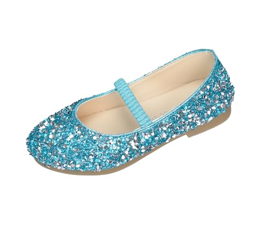 TRIWORIAE-Prinzessin Schuhe Mädchen Glitzer Schuhe Kinder Flache Schuhe Mädchen Pailletten Mary Jane Partys Elegante Ballerinas Blau 24 von TRIWORIAE