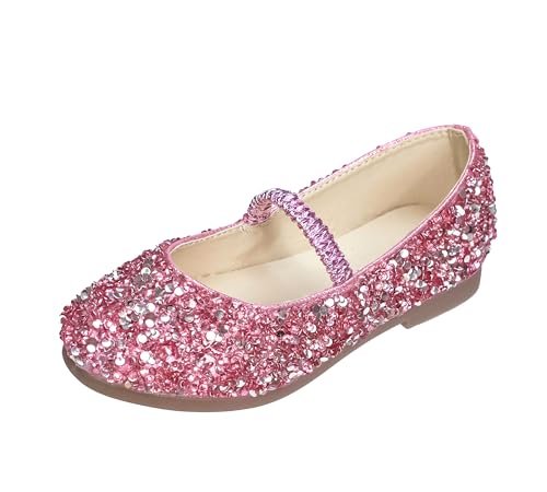 TRIWORIAE-Prinzessin Schuhe Mädchen Glitzer Schuhe Kinder Flache Schuhe Mädchen Pailletten Mary Jane Partys Elegante Ballerinas Rosa 28 von TRIWORIAE