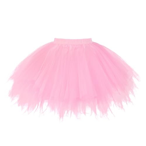 TRIWORKS Rosa Tutu Damen 80er Große Größen Tüllrock Rosa Tütü Herren Damen Petticoat Kurz Ballett Puffy Tutu Vintage Elastisch Retro Halloween Karneval von TRIWORKS