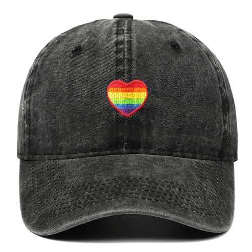 TRIXES Schwarz Denim Regenbogen Kappe - Denim Wirkung Hut- Perfekt für LGBTQIA2s+ - Zeigen Sie Unterstützung & Vielfalt, Schwarz, 1-2 von TRIXES
