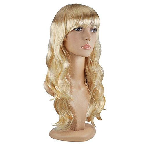 TRIXES Blonde Perücke – 50,8 cm langes, gewelltes, natürlich aussehendes Haar mit Fransen – Kostümparty, Cosplay, Halloween von TRIXES