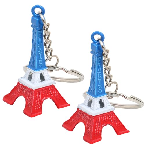 TRIXES Set mit 2 Tricolour Eiffelturm Schlüsselanhängern Anhänger rot weiß blau Paris Wahrzeichen NEUHEIT Eiffel Tower Nationalfeiertag Bastille von TRIXES