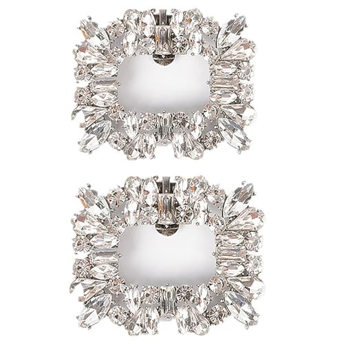 TRIXES Strass Silber Schuhclips Kristall Schuhklemmen für Damen High Heels 2 Stück, Einheitsgröße, Metall von TRIXES