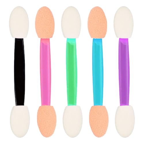 TRKETK 100 Stück Lidschatten-Applikatoren, Einweg-Lidschatten-Applikator Doppelseitig Lidschattenpinsel Lidschatten-Schwammpinsel Make-up Applikator Pinsel für Frauen und Mädchen (mehrfarbig) von TRKETK