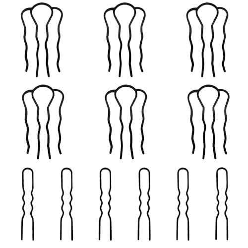 TRKETK 12 Stück Haarkamm zum Stecken U Förmige Haarkämme zum Stecken Kamm 4 Zähne Metall Seitenkämme Haarnadeln Haarkämme French Retro für Frauen Mädchen Vieler Frisuren Zubehör von TRKETK