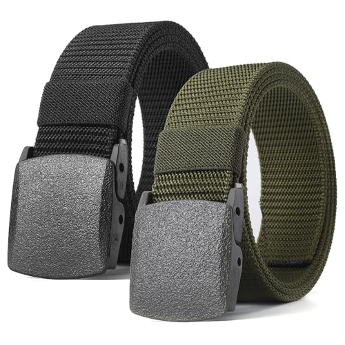 TRKETK 2 Stück Arbeitsgürtel Herren, Taktischer Gürtel Stufenlos Verstellbarer Stoffgürtel Länge 130 cm Verstellbarer Nylon Outdoor Stoff Gürtel für Schnelles Passieren der Flughafensicherheit von TRKETK