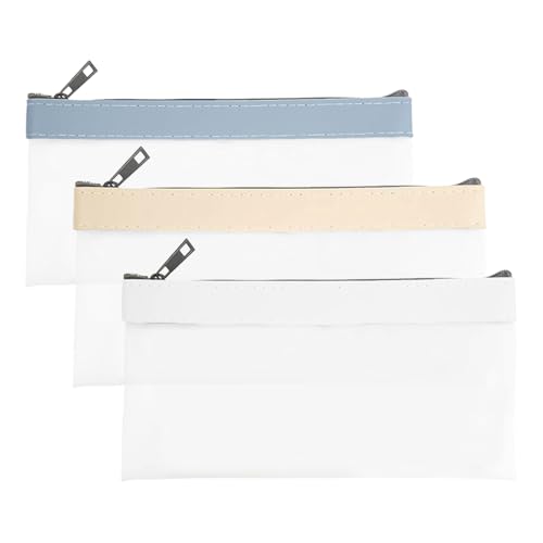 TRKETK 3 Stück Geldbeutel mit Reißverschluss, 22,6 x 10,4 cm Wasserdichte Zip-Beutel Durchsichtige Geldumschläge Münzbörse Mehrzweck-Geldorganisator Bargeld Budgetumschläge für Geschäft Zuhause Schule von TRKETK