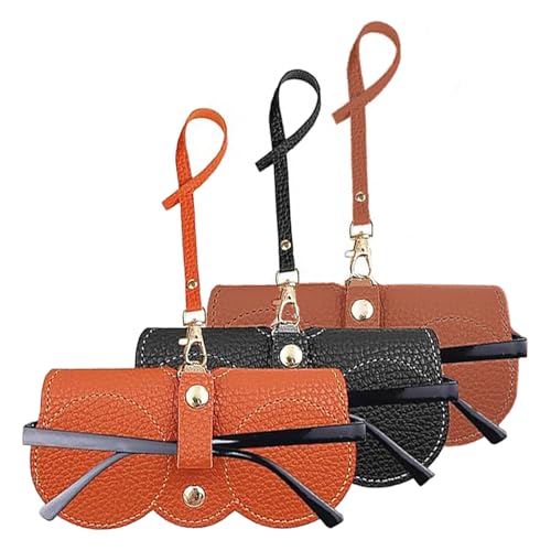 TRKETK 3 Stück Mode Sonnenbrillenetui, Portable Tragbares Schlankes Brillenetui Reiseschutzabdeckung für Brillen Brillenetui aus Weichem Leder Brillenetui mit Gürtelclip für Männer und Frauen von TRKETK