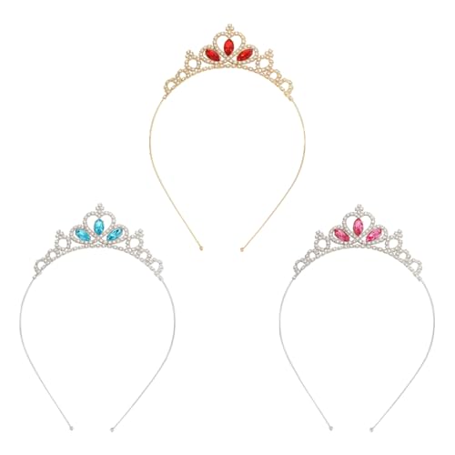 TRKETK 3 Stück Prinzessin Krone Kristall Schärpe Tiara Madchen Strass Krone Herzform Mädchen Kristall Tiara für Geburtstag Weihnachten Dekoration Frauen Mädchen Hochzeit Festzug Party von TRKETK