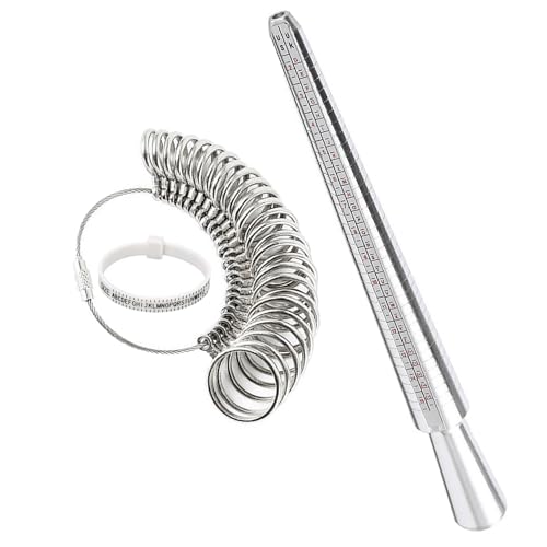TRKETK 3 Stück Ringmaß-Messgerät-Set, Größenstandard A-Z Ringmesswerkzeug Dornstab Schmuck-Größenwerkzeuge zum Messen von Ringen Damen Herren Fingermessgerät von TRKETK