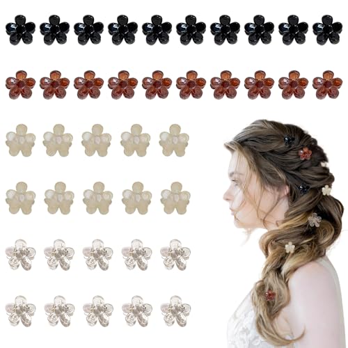 TRKETK 40 Stück Mini Haarspangen Kleine Blume Haarspangen Niedlich und Süß Mini Kralle Clips Rutschfeste Blume Robuster Griff Mehrfarbige für Mädchen Frauen und Hochzeit Partei von TRKETK