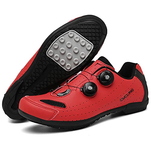 TRNL Radschuhe Spin -Shoestring mit kompatiblen Pelotonschuh mit SPD und Delta Lock Pedal Bike Schuhe(39, Red) von TRNL