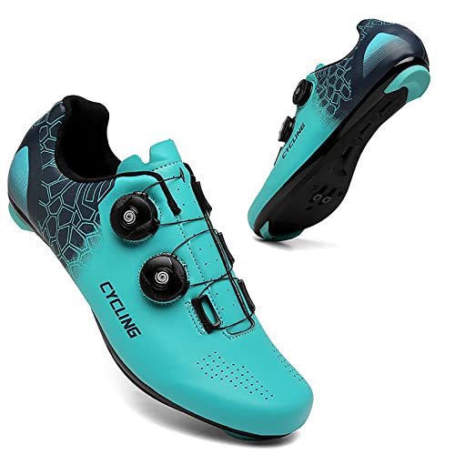 TRNL Radsportschuhe Herren, Women Road Bike Radsportschuhe, Mountain Road Bikes Schuhe, Kompatibel Mit SPD & Look Delta, Spin -Shoestring Mit Kompatiblem Pelotonschuh(43, Blue) von TRNL