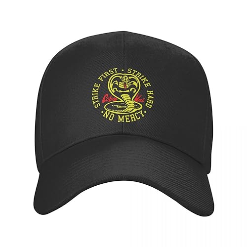 TROBER Herren Baseballmütze Unisex Cobra Kai Baseballkappe Frauen Männer Atmender Schlag Erstschlag Harter Papa Hut Outdoor Snapback Hüte Trucker Cap Geschenk von TROBER