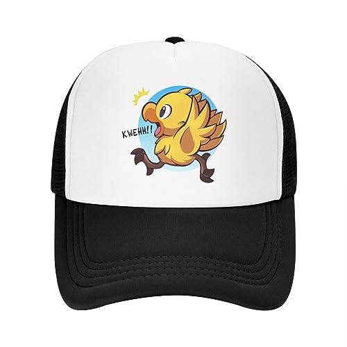 TROBER Herren Baseballmütze Unisex Outdoor Custom Chocobo Gelber Vogel Abenteuer Baseballkappe Sport Männer Damen Verstellbares Final Fantasy Science Game Trucker Hut Herbstgeschenk von TROBER