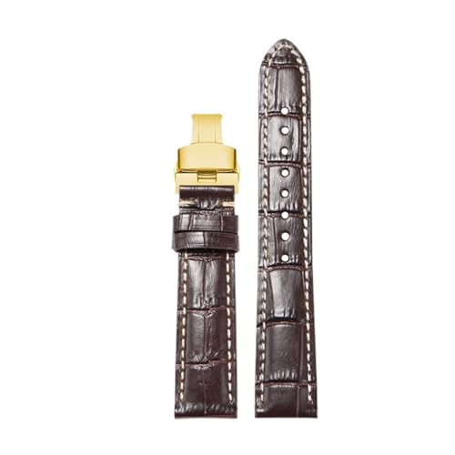 TROGPYXG Kompatibel mit Longines, kompatibel mit Breitling und Damen-Armband mit Schmetterlingsverschluss, Uhrenarmband 22(Brown Gold,18mm) von TROGPYXG