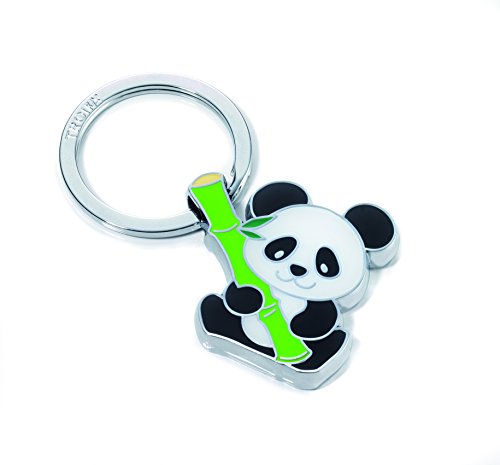 TROIKA BAMBOO PANDA SCHLÜSSELANHÄNGER - KR10-03/CH - Schlüsselanhänger Panda mit Bambus - Metallguss - glänzend - verchromt - das Original von TROIKA von TROIKA