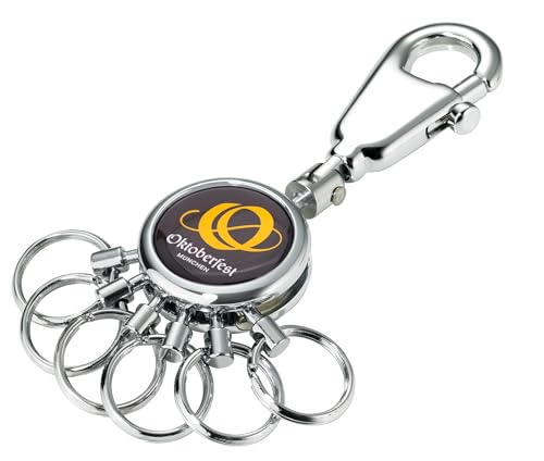 TROIKA OKTOBERFEST Schlüsselanhänger mit Karabinerhaken PATENT Accessoires Oktoberfest die Wiesn Schlüsselbund mit 6 auswechselbare Ringen, Metall verchromt Original von TROIKA