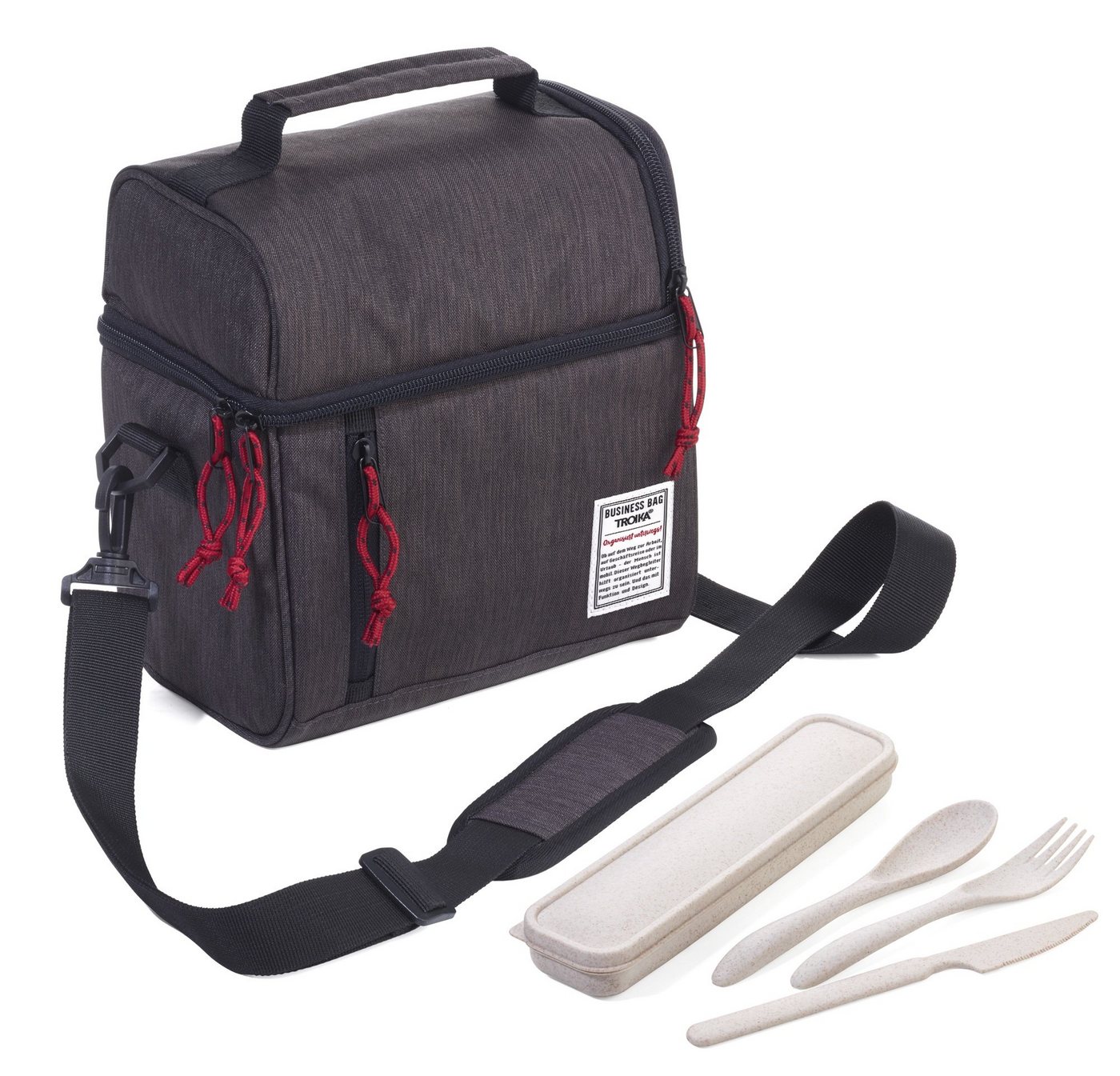 TROIKA Picknicktasche Isoliertasche inkl. Besteck-Set (Messer, Gabel, Löffel, Aufbewahrungsb von TROIKA
