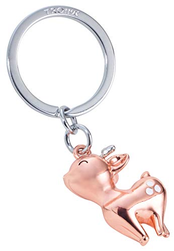 TROIKA REHKITZ Rosie – KR20-02/RG – Schlüsselanhänger Rehkitz – Babyreh – Metallguss/Emaille – glänzend – verchromt – Rose-Gold, silberfarben – TROIKA-Original von TROIKA