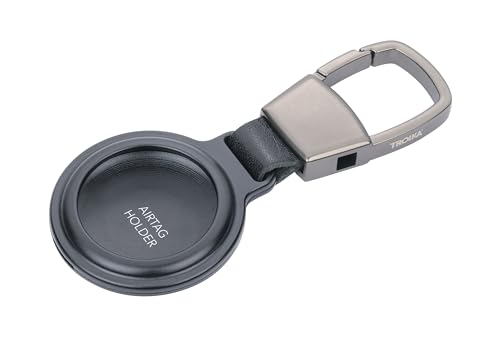 TROIKA Schlüsselanhänger/Schutzhülle für APPLE AirTag® AIRTAG HOLDER – mit Karabiner für flexible Befestigung – Aussparung mit Magnetverschluss – Aluminium – schwarz Original von TROIKA