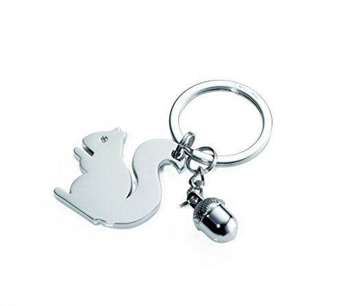 TROIKA Schlüsselanhänger ,,GILRS BEST FRIEND Squirrel" - KR15-30/CH - Eichhörnchen und Eichel - mit SWAROVSKI® Kristall - glänzend, silber - das Original von TROIKA von TROIKA