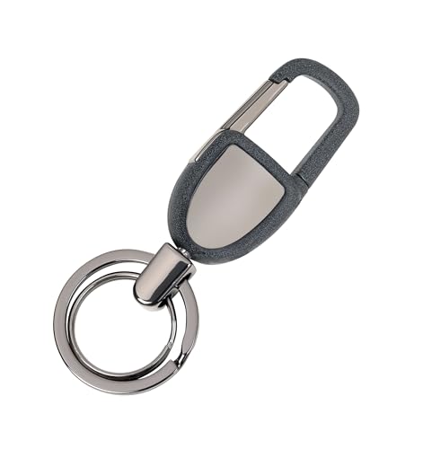 TROIKA Schlüsselanhänger CARABINIERO – Keyring Karabiner und 2 drehbar gelagerte Ringe – praktisch für Autoschlüssel – keine Kratzer mehr im Lack – Metallguss – pulverbeschichtet – gunmetal Original von TROIKA