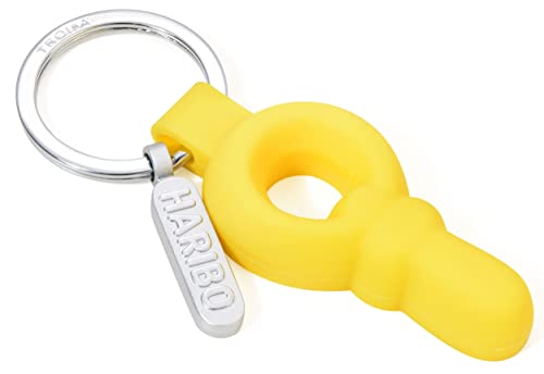 Troika Schlüsselanhänger mit Haribo Schnuller Anhänger aus Metall und PVC in der Farbe Silber-Gelb, HB-K04/YE von TROIKA