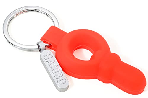 Troika Schlüsselanhänger mit Haribo Schnuller Anhänger aus Metall und PVC in der Farbe Silber-Rot, HB-K04/RD von TROIKA