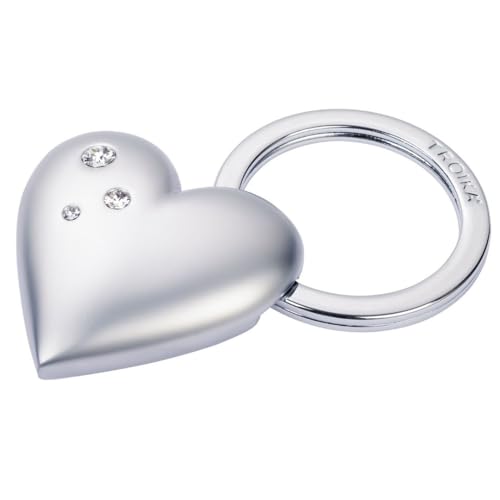 TROIKA Schlüsselanhänger Herz – GIRLS BEST FRIENDS frosty – made with SWAROVSKI® ELEMENTS – Metallguss – verchromt – silberfarben Original von TROIKA