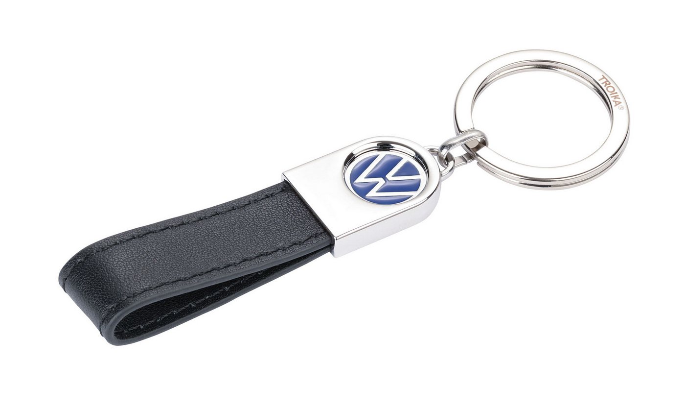 TROIKA Schlüsselanhänger Volkswagen, Offiziell lizensierte VW Schlüsselanhänger, 4 Ausführungen (1-tlg., exklusives Lizenzprodukt), mit Leder, Metall oder Karabiner‑Ring-System, ideal als Geschenk von TROIKA