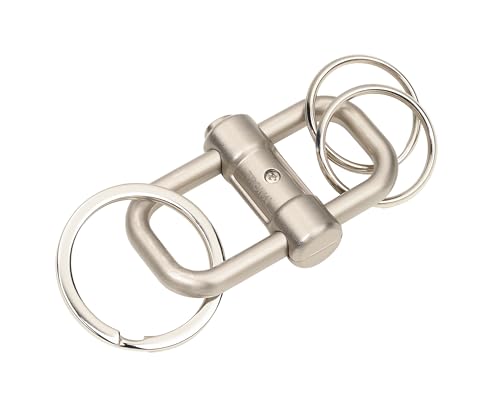 TROIKA Schlüsselanhänger mit 3 Schlüsselringen in 2 Größen 2-WAY KEY – Schiebeverschluss zur einfachen Schlüsselorganisation – Metallguss – silberfarben Original von TROIKA