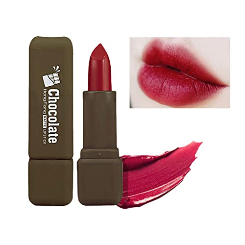 Schokoladenmatter Lippenstift | Langanhaltender, mattierender Antihaft-Lippenstift | Feuchtigkeitsspendende Lippenglasur mit Pflanzenessenzen für Frauen, Teenager, trockene Lippen, dunkle Tayste von TROONZ