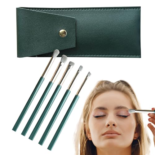 TROONZ Augenpinsel für Make-up,Lidschattenpinsel | 5-teiliges Augenpinsel-Set für Lidschatten-Make-up,Professioneller Mischpinsel, Lidschatten-Make-up-Pinsel mit stilvollem Etui für das Augen-Make-up von TROONZ