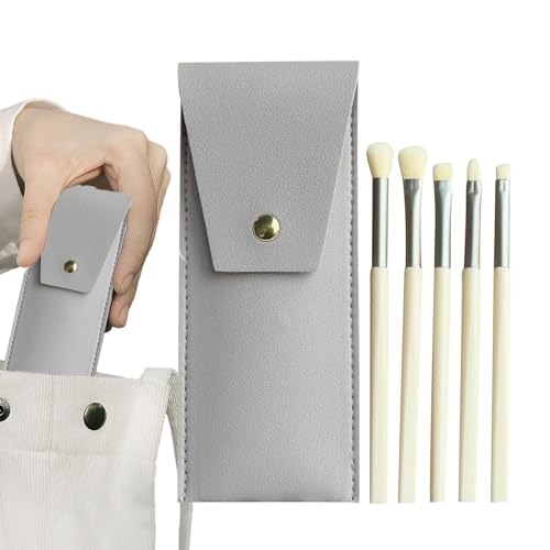 TROONZ Lidschattenpinsel, Augen-Make-up-Pinsel-Set, 5-teiliges ultraweiches Lidschattenpinsel-Set, Professionelle Lidschatten-Make-up-Pinsel mit Etui, Mischpinsel für das Augen-Make-up auf Reisen von TROONZ