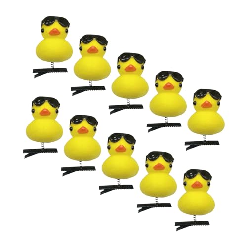 TROONZ Lustige Enten-Haarnadeln,Entenförmige Haarnadel - Lebhaftes gelbes Enten-Haarnadel-Set | 10 Stück gelbe Entlein-Haarspange, Cartoon-Haar-Accessoires für Kinder von TROONZ