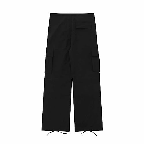 TROONZ Y2k Hosen High Waist Cargo Hosen Männer Baggy Cargo Hosen für Frauen Gerade Wide Leg Casual Fallschirmhosen,Schwarz,M von TROONZ