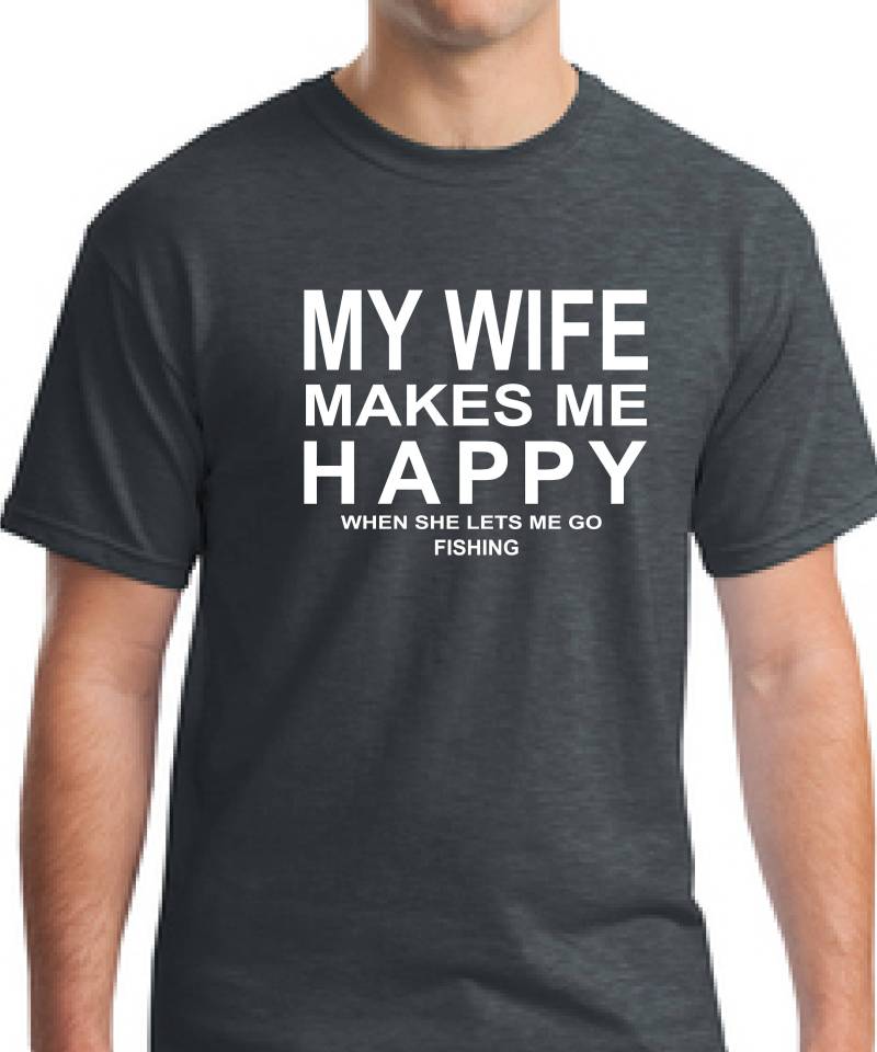 Mens T-Shirt Fishing Geschenk-Valentinstag Geschenk Für Ehemann Von Wife-Anniversary Geschenke Men-My Wife Macht Mich Glücklich™ T-Shirt-Mens von TROPICALTSHIRTS