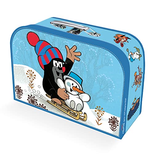 Kinderkoffer Der kleine Maulwurf Winter mit Schneemann Rodeln: Pappkoffer mit Metallhenkel und Metallverschluss von TROTSCH