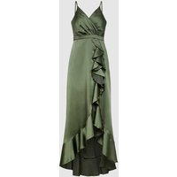 TROYDEN COLLECTION Abendkleid mit Volants in Oliv, Größe 40 von TROYDEN COLLECTION