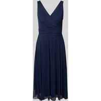 TROYDEN COLLECTION Cocktailkleid mit V-Ausschnitt in Dunkelblau, Größe 40 von TROYDEN COLLECTION