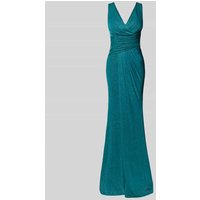 TROYDEN COLLECTION Schimmerndes Abendkleid mit V-Ausschnitt in Petrol, Größe 40 von TROYDEN COLLECTION