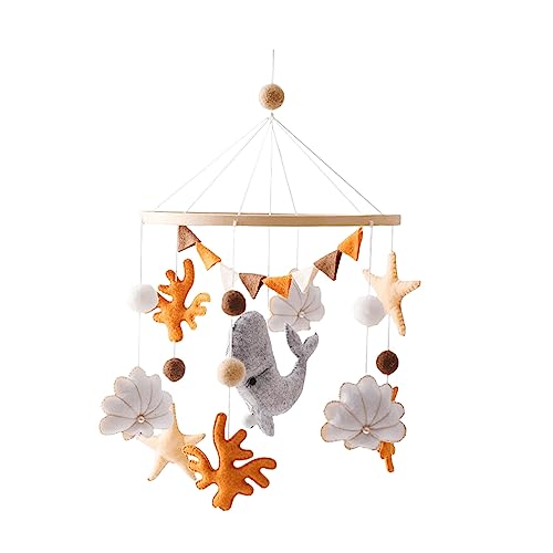 Mobile Baby Filz Wale Koralle Mobile Baby Holz Meeres-Elemente Hängende Bettglocke Baby Windspiel Mobile babybett Baby Mobile für mädchen Neugeborenen Baby Geschenk (B) von TROYSINC