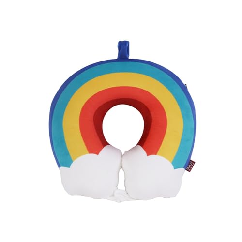 Reisekissen Kinder Nackenkissen Regenbogen U-Geformte Nackenstützkissen, Niedliche Regenbogen Kopfstütze Reise Schlafkissen (Blau) von TROYSINC