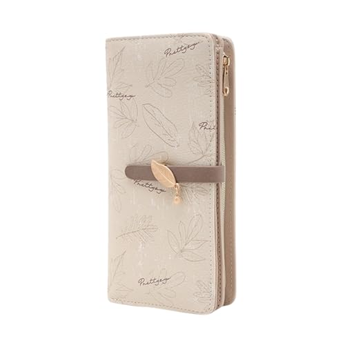 TROYSINC Geldbörse Damen Groß im Langformat, PU Leder Portemonnaie Damen,Geldbeutel Damen Clutch Wallet mit Münzfach und Viel Kartenfäche, Portmonee Damen (Beige) von TROYSINC