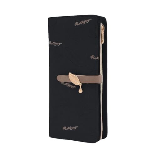 TROYSINC Geldbörse Damen Groß im Langformat, PU Leder Portemonnaie Damen,Geldbeutel Damen Clutch Wallet mit Münzfach und Viel Kartenfäche, Portmonee Damen (Schwarz) von TROYSINC
