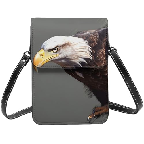 Kleine Umhängetasche aus Leder für Damen, Handy, Geldbörse, Adler, Handytasche von TRSGKSQP