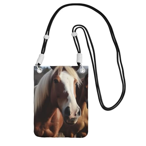 Kleine Umhängetasche für Damen, Handy-Geldbörse, Mini-Handytasche, Pferde, Tiere, Handytasche, Schwarz , Einheitsgröße von TRSGKSQP