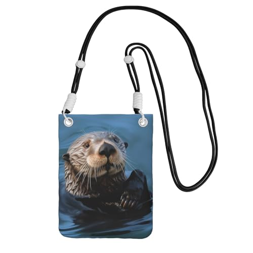 TRSGKSQP Kleine Crossbody-Tasche für Damen, Handy-Geldbörse, Mini-Handygeldbörse, Sea Otter Handytasche, Schwarz , Einheitsgröße von TRSGKSQP