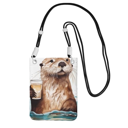 TRSGKSQP Kleine Crossbody-Tasche für Damen, Handy-Geldbörse, Mini-Handygeldbörse, Sea Otter Handytasche, Schwarz , Einheitsgröße von TRSGKSQP
